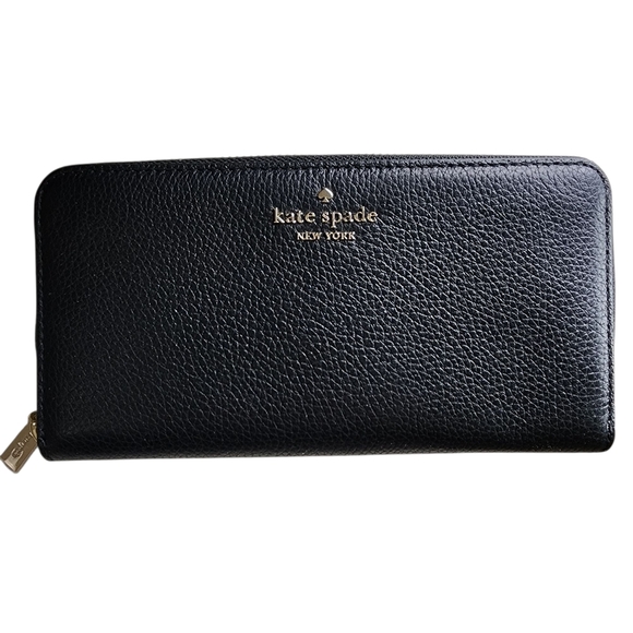 NWT Kate Spade Black Leather Zip-Around Wallet - Picture 1 of 10